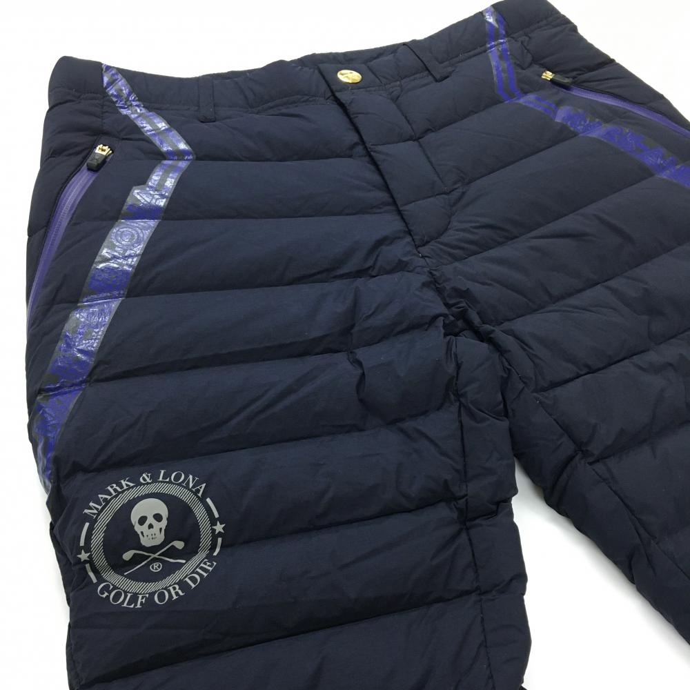 美品】マークアンドロナ ダウンパンツ ネイビー×ブルーパープル系 裾