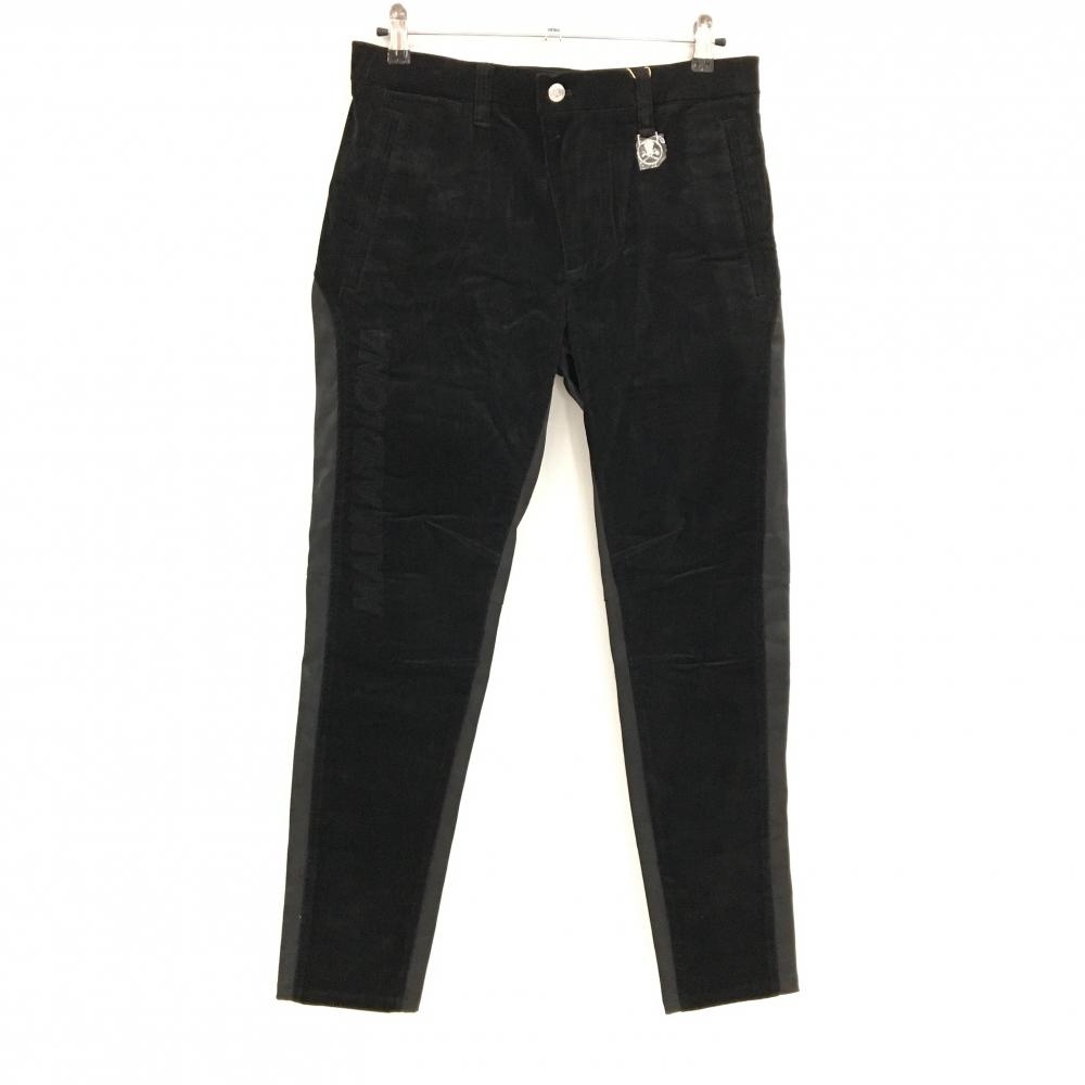 【新品】マークアンドロナ パンツ 黒 コーデュロイ×迷彩織生地 メンズ 48(L) ゴルフウェア MARK＆LONA