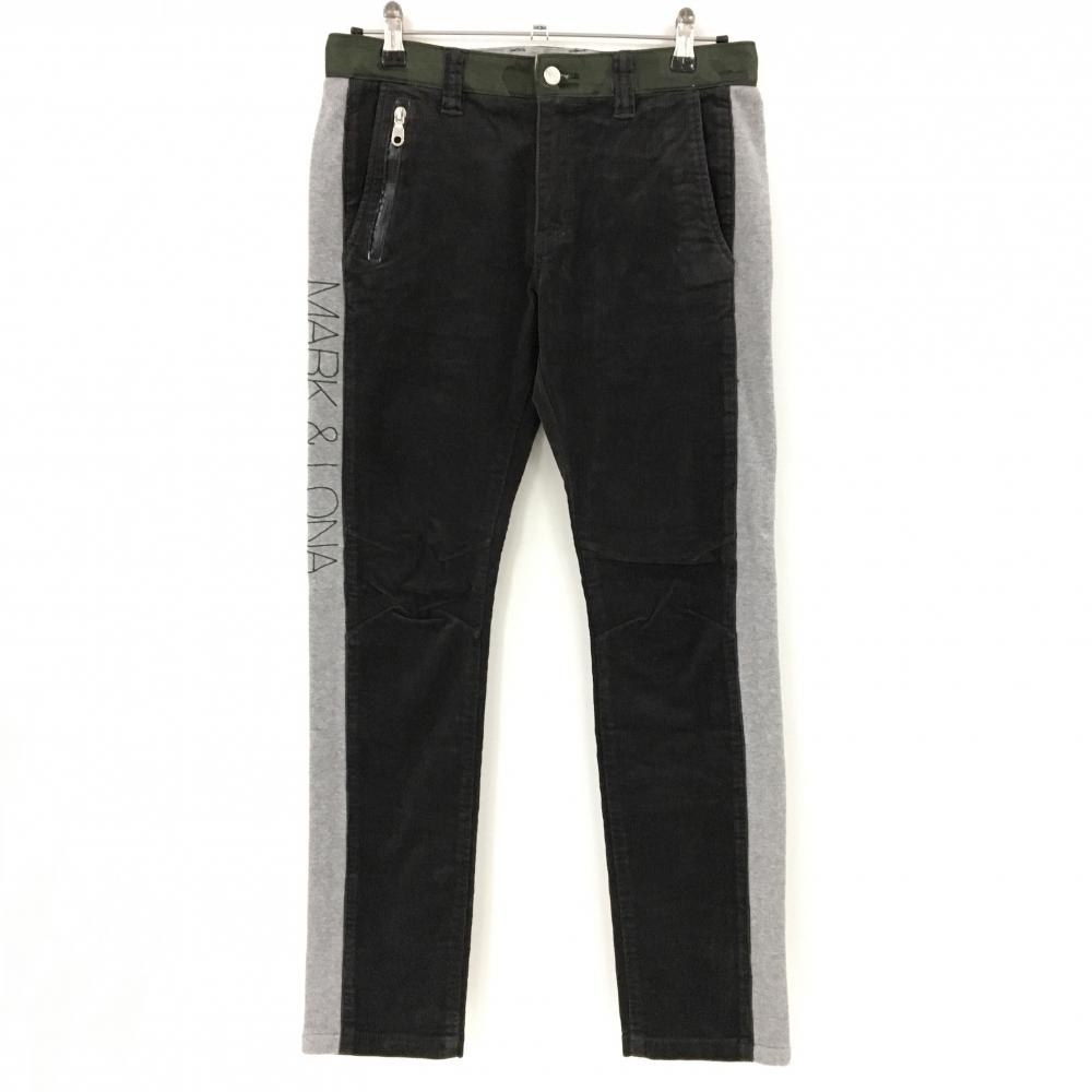 【美品】マークアンドロナ コーデュロイパンツ ダークグレー×カーキ ウエスト迷彩 カモフラ サイドロゴ メンズ M ゴルフウェア MARK＆LONA