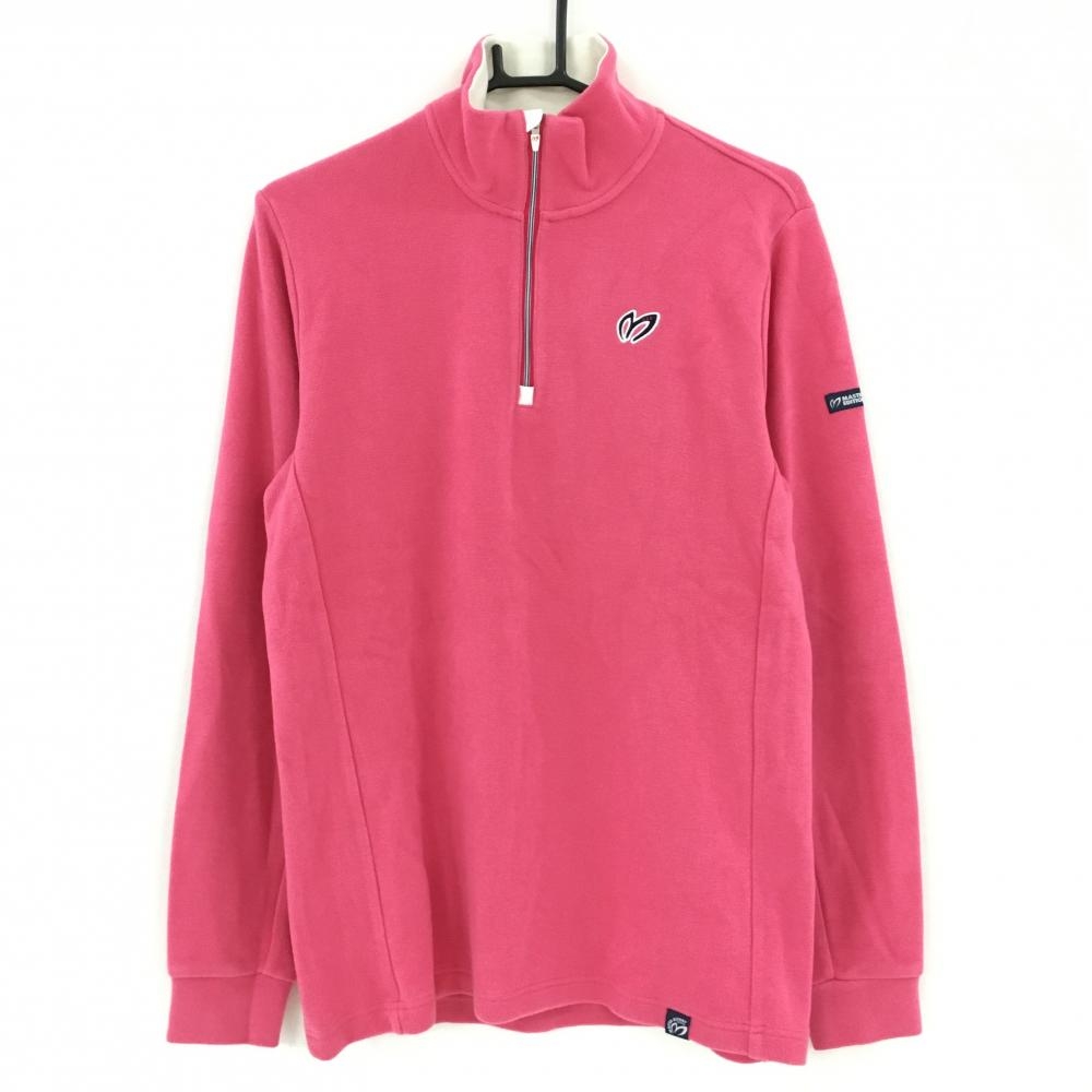 【美品】マスターバニー ハイネックトレーナー ピンク ハーフジップ 微起毛  メンズ 5(L) ゴルフウェア MASTER BUNNY EDITION