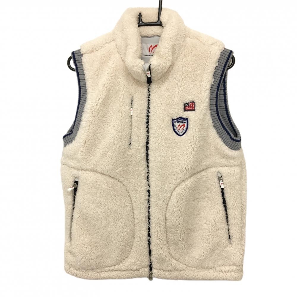 マスターバニー ボアベスト 白×グレー 一部ニット ファスナー メンズ 4(M) ゴルフウェア MASTER BUNNY EDITION