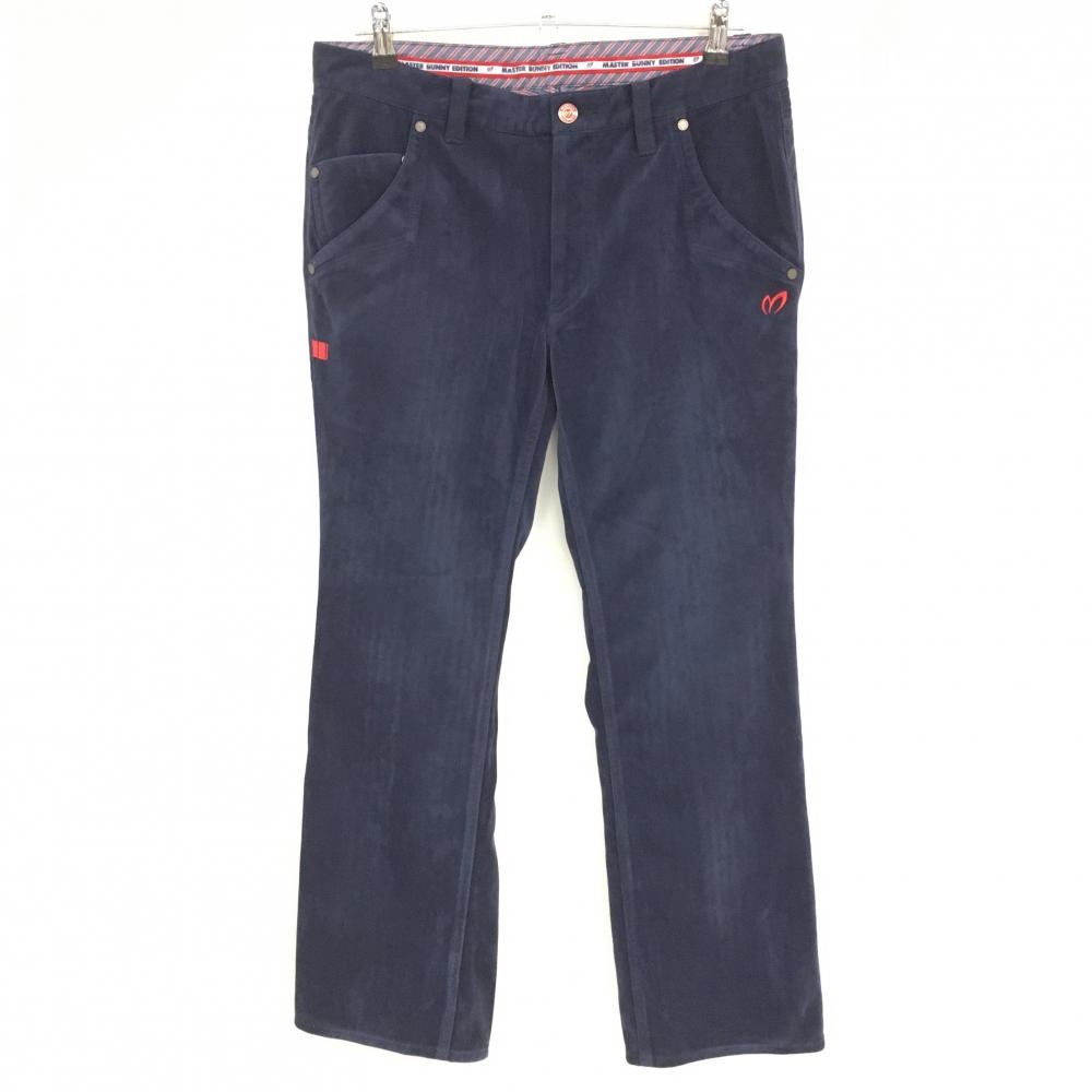 【超美品】マスターバニー パンツ ネイビー 地模様 表起毛 ティー装着可  メンズ 6(XL) ゴルフウェア MASTER BUNNY EDITION
