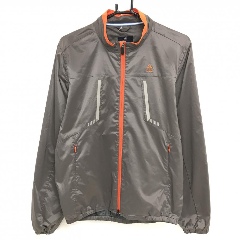 マンシングウェア ジャケット チャコールグレー×オレンジ 光沢感 ロゴ刺しゅう  メンズ M ゴルフウェア Munsingwear