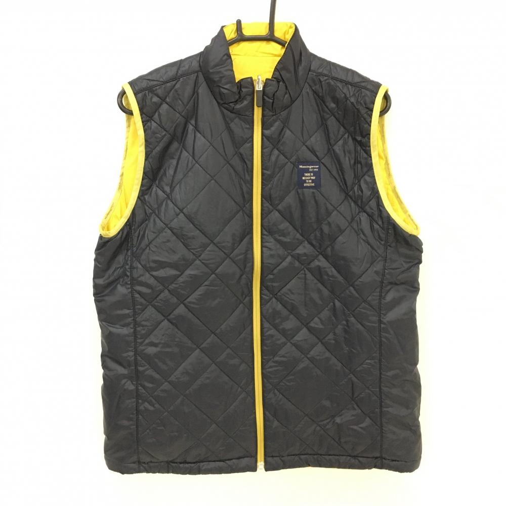 マンシングウェア 中綿リバーシブルベスト ネイビー×イエロー キルティング  メンズ M ゴルフウェア Munsingwear