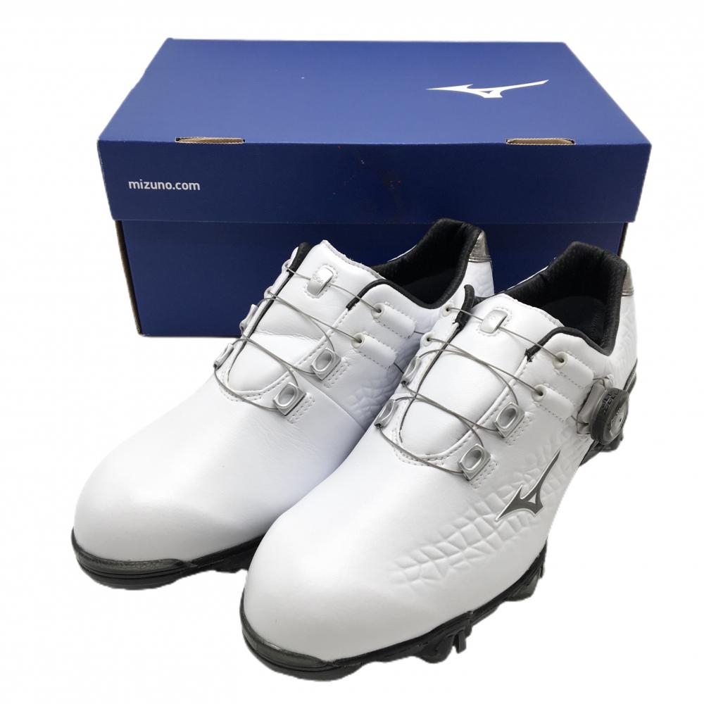 【未使用品】ミズノ ゴルフシューズ 白×グレー 51GM190003 BOA ダイヤル式  メンズ 25.0 ゴルフウェア MIZUNO