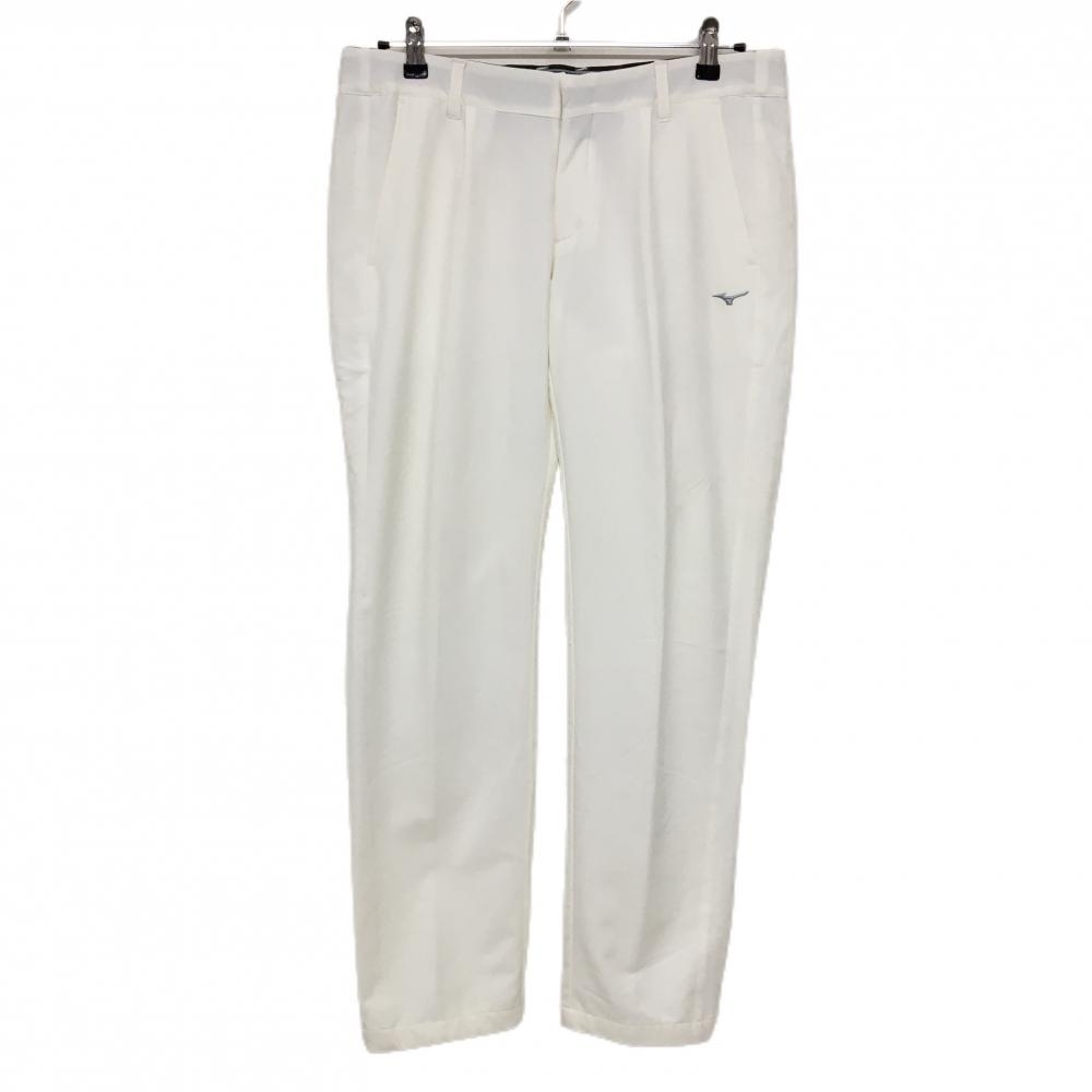 【超美品】ミズノゴルフ パンツ 白 裏微起毛 ロゴグレー メンズ 88 ゴルフウェア MIZUNO