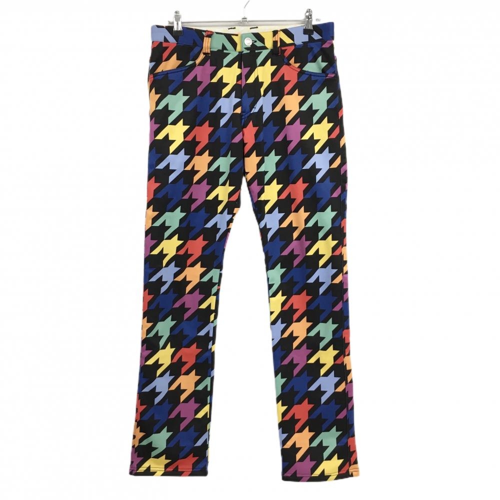 【美品】ラウドマウス パンツ 黒×マルチカラー ラズルダズルブラック 裏起毛 総柄  メンズ L ゴルフウェア LOUDMOUTH