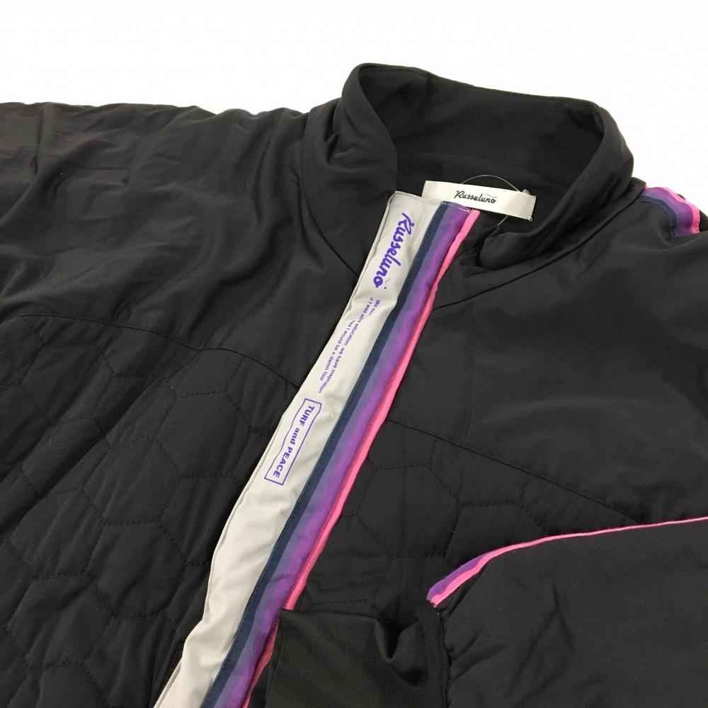 ラッセルノ　ゴルフジャケット 超美品】ラッセルノ 中綿ジャケット 黒 身頃ハニカム柄キルティング