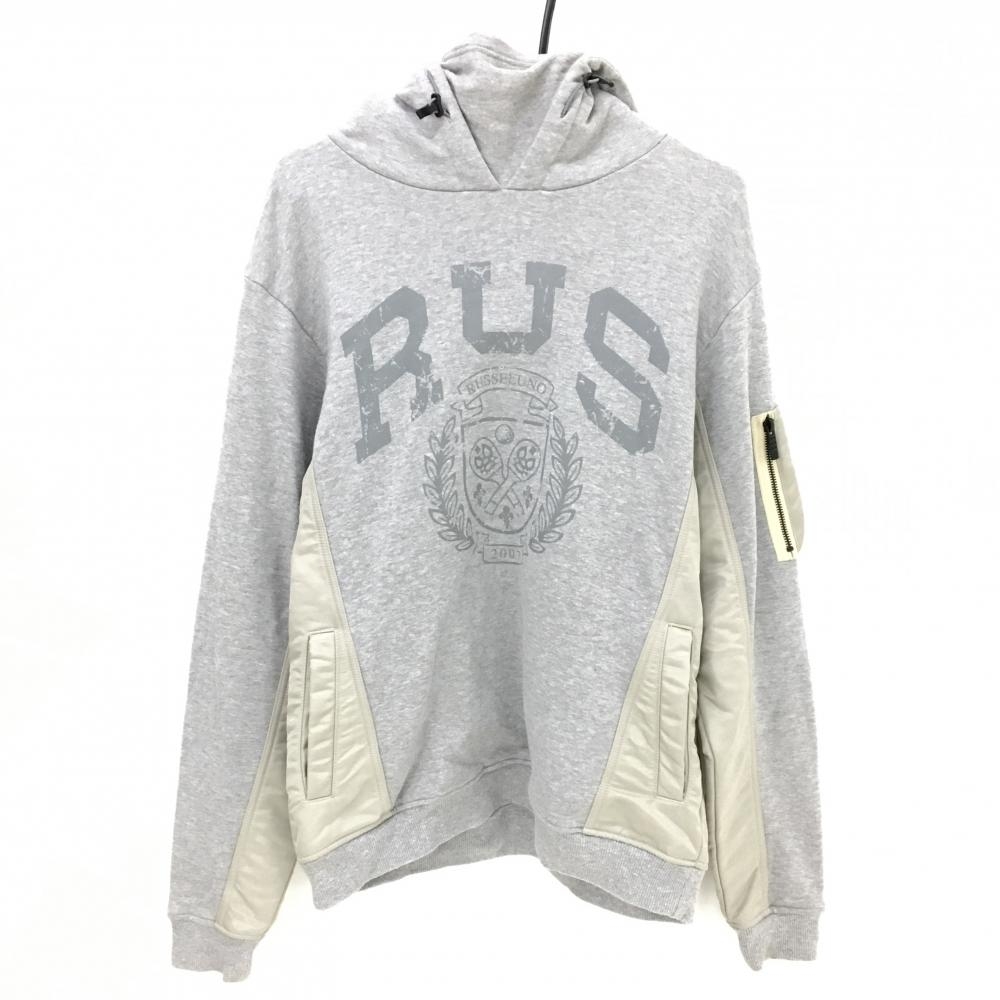 ラッセルノ パーカー グレー 異素材切替 フード内側起毛  メンズ 4(M) ゴルフウェア RUSSELUNO