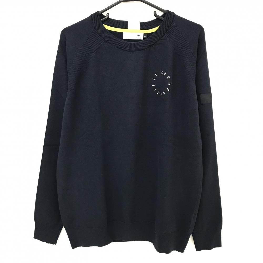 ルコックゴルフ セーター ネイビー ロゴ刺しゅう ニット メンズ LL ゴルフウェア le coq sportif