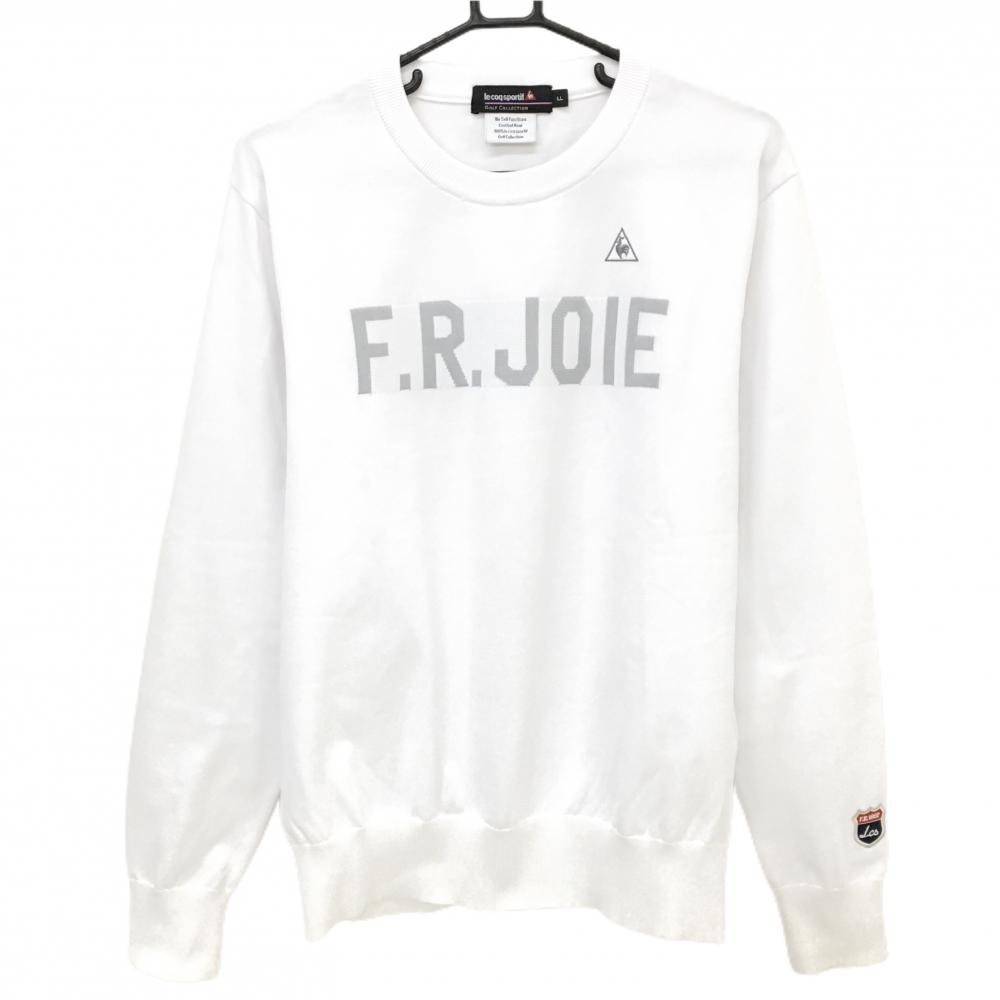 ルコックゴルフ セーター 白×グレー ロゴ刺しゅう ポリエステル100％ ニット メンズ LL ゴルフウェア le coq sportif