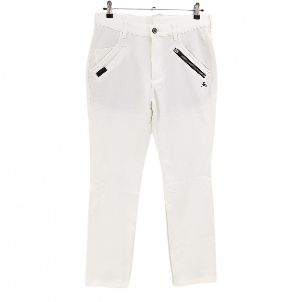 ルコック パンツ 白 裏微起毛 ロゴ刺しゅう メンズ 85 ゴルフウェア le coq sportif