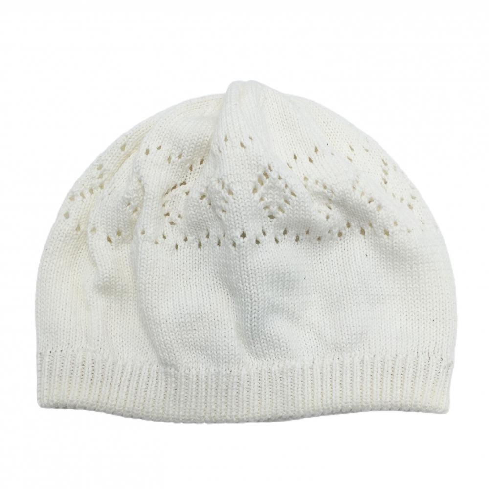 【新品】23区ゴルフ ニット帽 白 透かし編み コットン100％ レディース F ゴルフウェア 23区