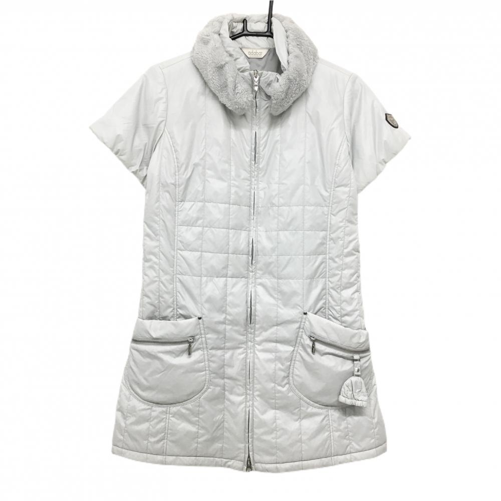 アダバット 中綿半袖ワンピース ライトグレー ボア着脱可 レディース 40 ゴルフウェア adabat