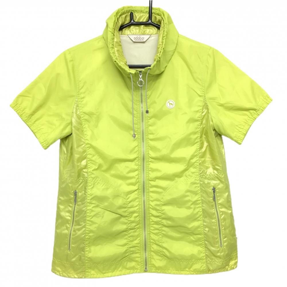 【美品】アダバット 半袖ジャケット ライトグリーン ネック・裾ドローコード レディース 38(M) ゴルフウェア adabat