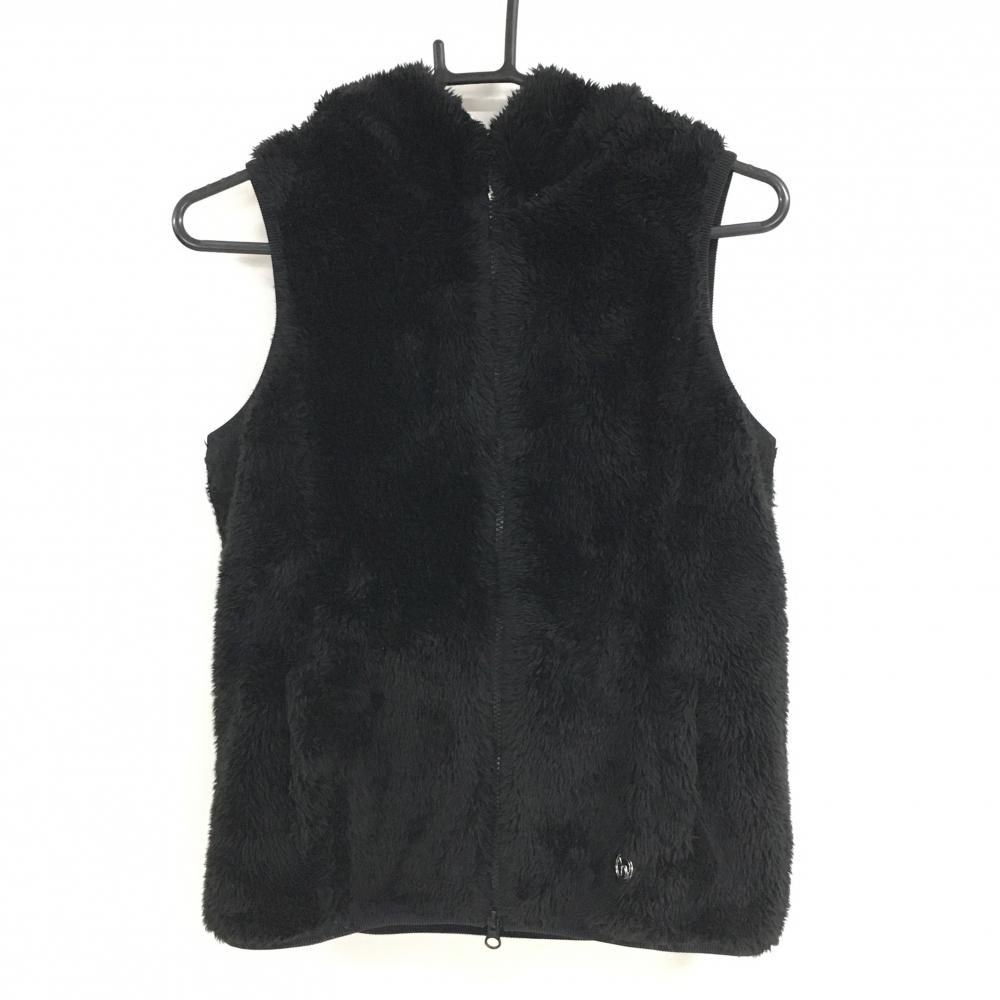 【美品】アダバット ボアパーカーベスト 黒 蓄熱裏地 レディース 38(M) ゴルフウェア adabat