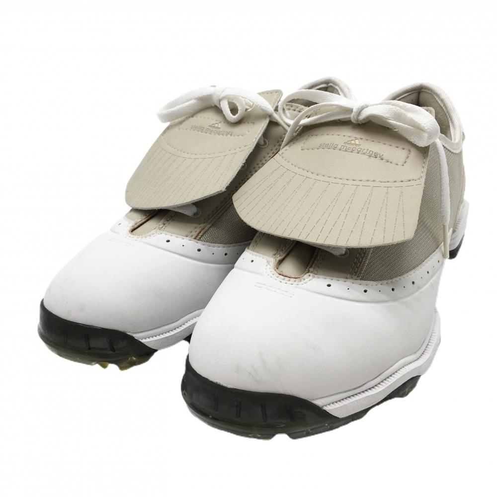 【新品】アディダス ゴルフシューズ 白×ベージュ コンビ素材 Stella McCartney スパイクレス  レディース 23.5 ゴルフウェア adidas