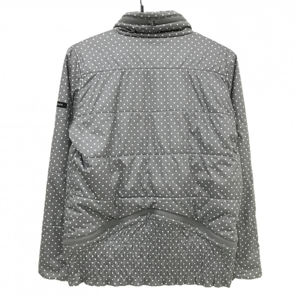 美品 アディダスゴルフ セットアップ 2way 中綿ジャケット ベスト スカート 超美品】アディダス 2WAY中綿ジャケット グレー×白 ドット柄