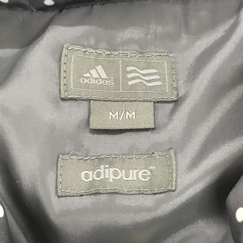 美品 アディダスゴルフ セットアップ 2way 中綿ジャケット ベスト スカート 超美品】アディダス 2WAY中綿ジャケット グレー×白 ドット柄