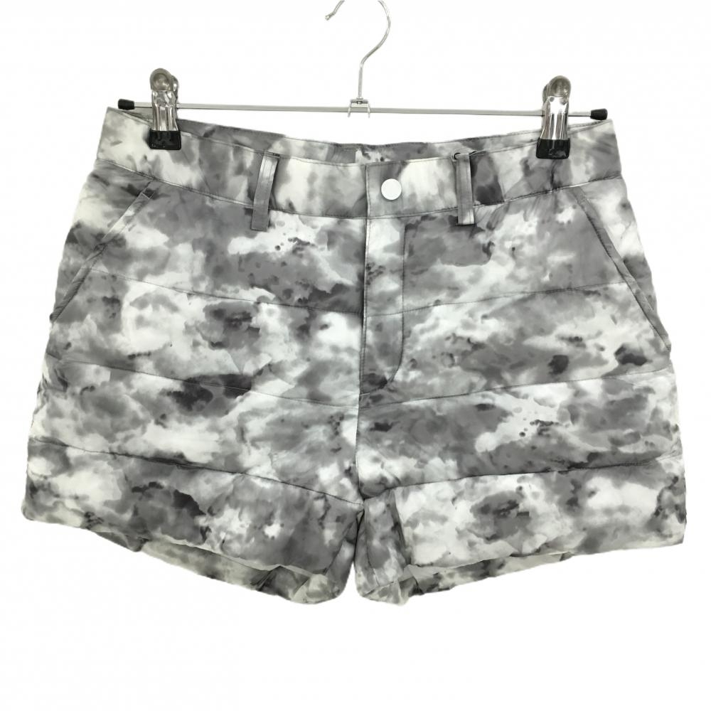 【新品】アディダス 中綿ショートパンツ 白×グレー 総柄 保温性 軽量  レディース M/M ゴルフウェア adidas