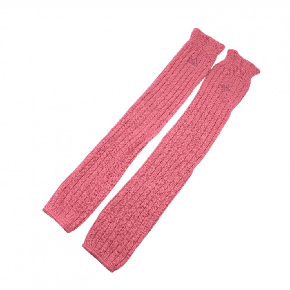 【美品】アディダス レッグウォーマー ピンク ロゴ刺しゅう リブ編み レディース  ゴルフウェア adidas