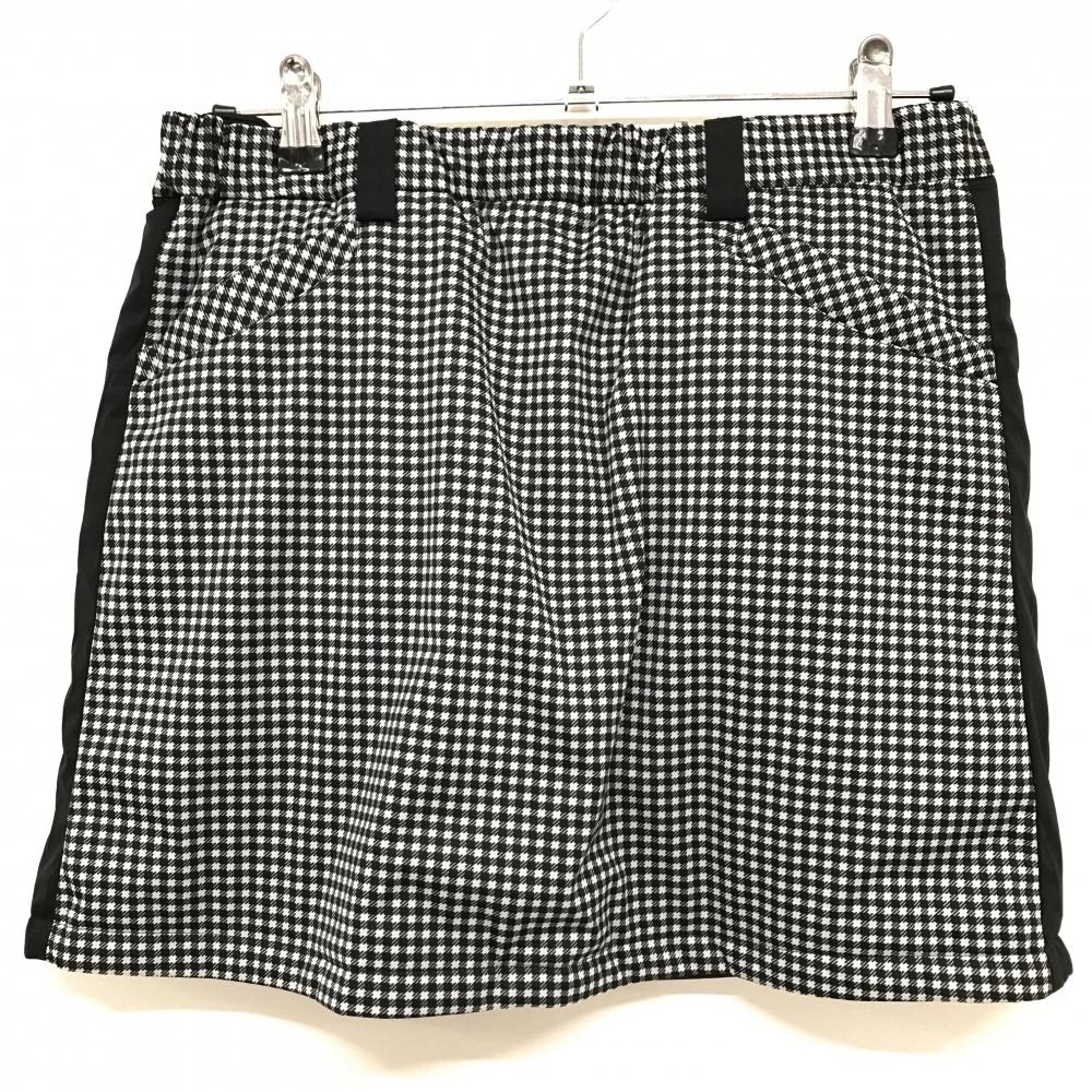 【超美品】アディダス 中綿リバーシブルスカート 黒×白 チェック レディース L/G ゴルフウェア adidas