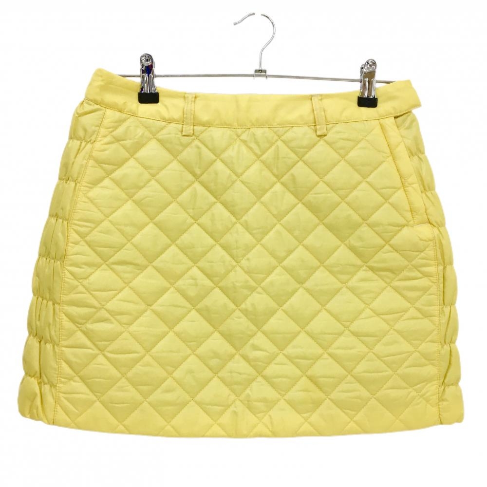 アディダス 中綿スカート イエロー キルティング バックロゴ インナーパンツ付  レディース M/M ゴルフウェア adidas