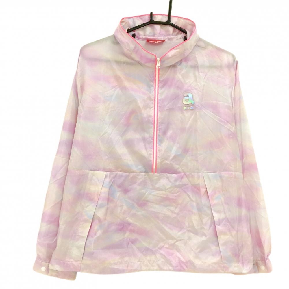 アルチビオ ブルゾン ピンク系 ハーフジップ 薄手 裾ドローコード 飾り