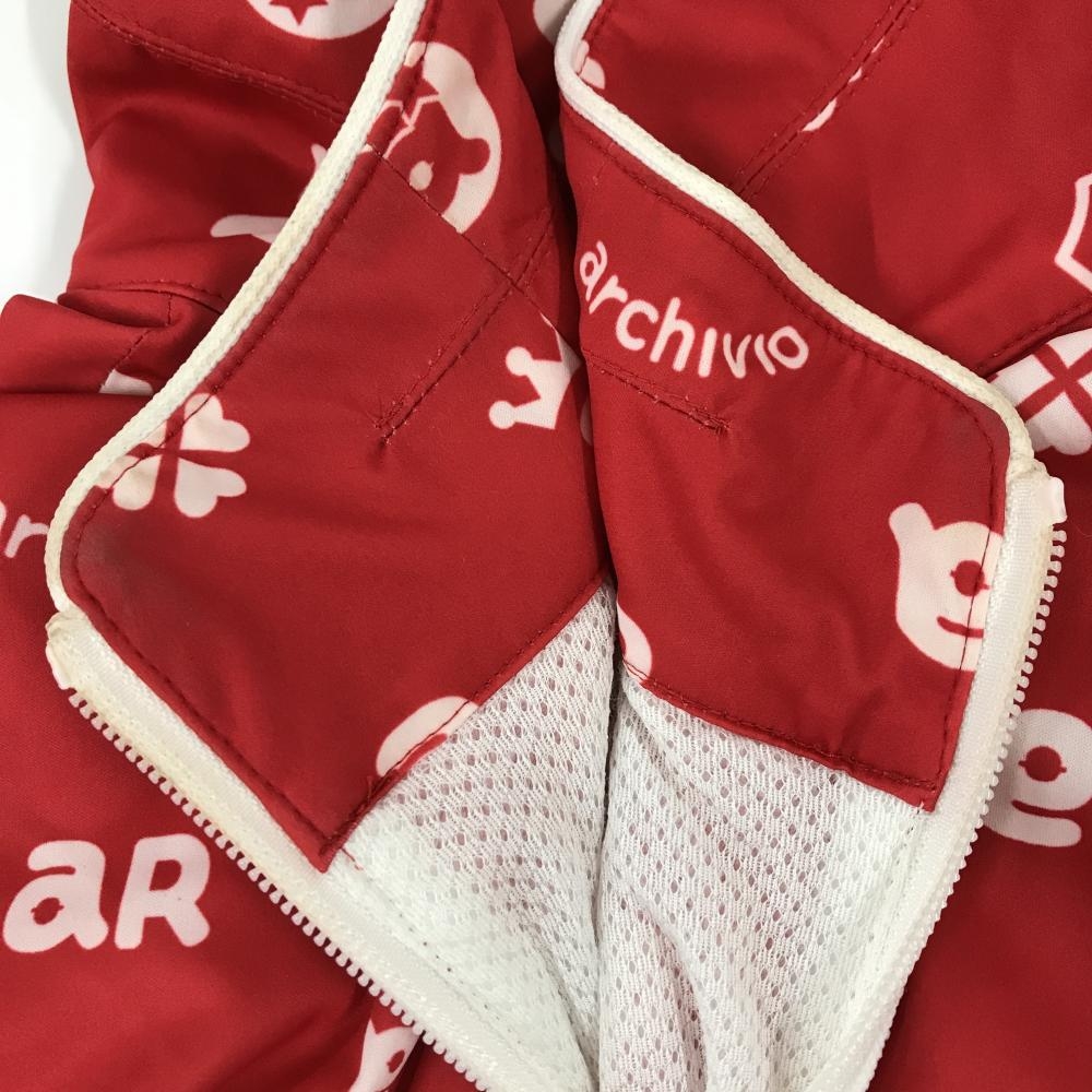 アルチビオ ジャケット レッド×白 ロゴ総柄 裏地メッシュ レディース
