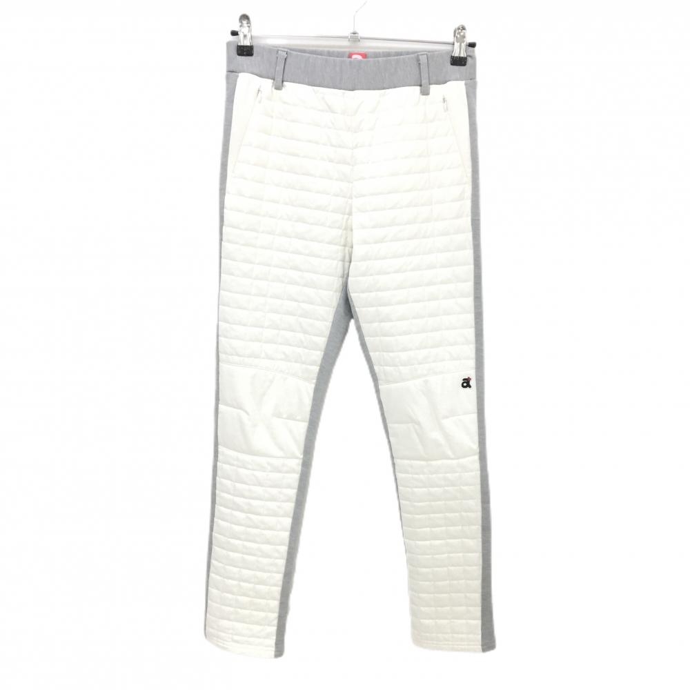 【美品】アルチビオ 異素材中綿パンツ 白×グレー 一部キルティング 裏起毛 レディース 40(L) ゴルフウェア archivio