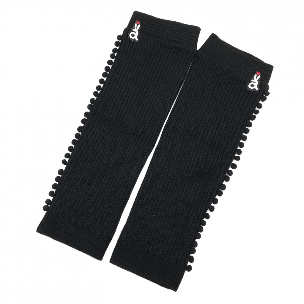 【新品】アルチビオ ニットレッグウォーマー 黒×白 ウール混 レディース 00 ゴルフウェア archivio