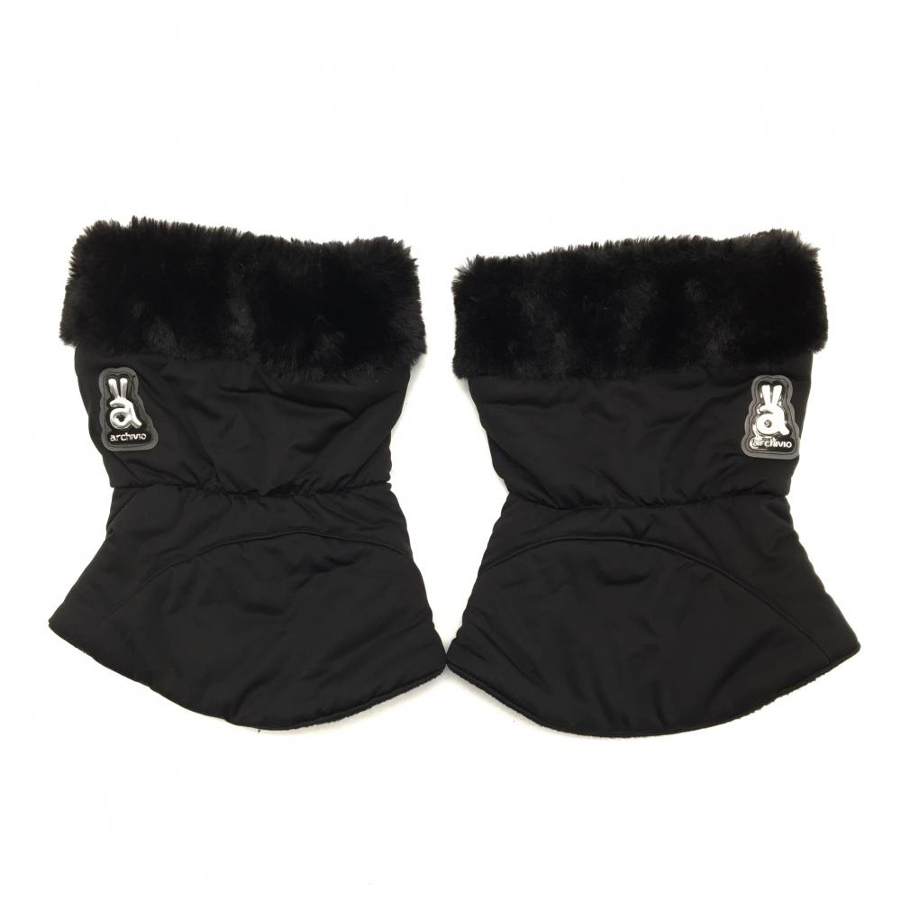 【美品】アルチビオ 中綿レッグウォーマー 黒 ショート丈 ドローコード 裏フリース  レディース  ゴルフウェア archivio