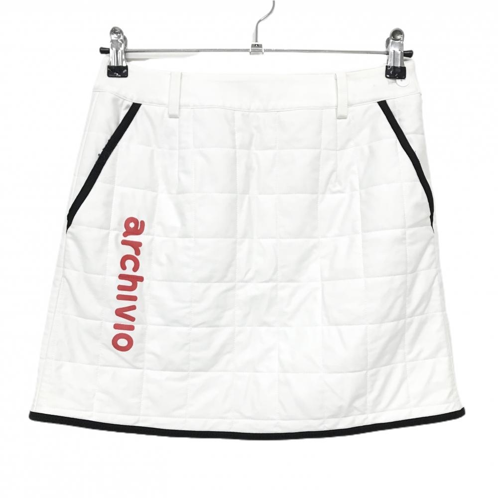 アルチビオ 中綿スカート 白×黒 薄手 ロゴレッド  レディース 36(S) ゴルフウェア archivio