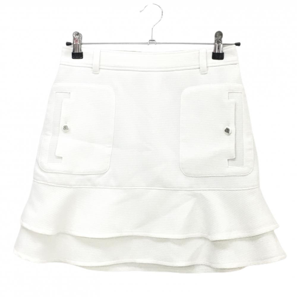 【新品】アルチビオ 中綿スカート 白 裾フレア ロゴボタン レディース 38(M) ゴルフウェア archivio