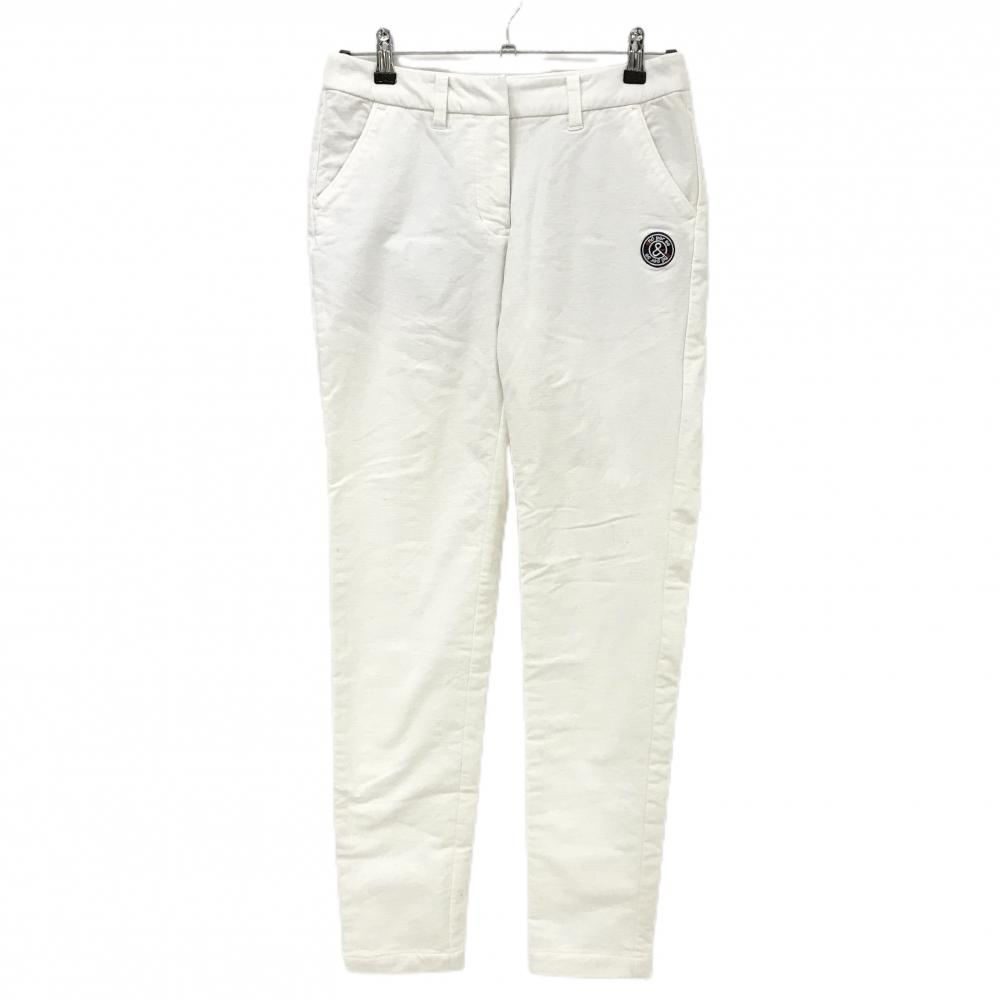 アンパスィ パンツ 白 ワッペンネイビー 裏起毛 ストレッチ レディース M ゴルフウェア and per se