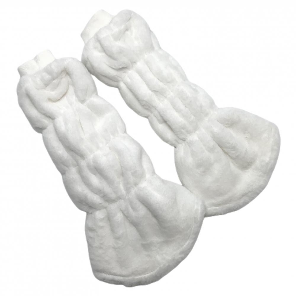 【超美品】アンパスィ 中綿レッグウォーマー 白 ファー 裏地フリース ロゴワッペン レディース  ゴルフウェア and per se