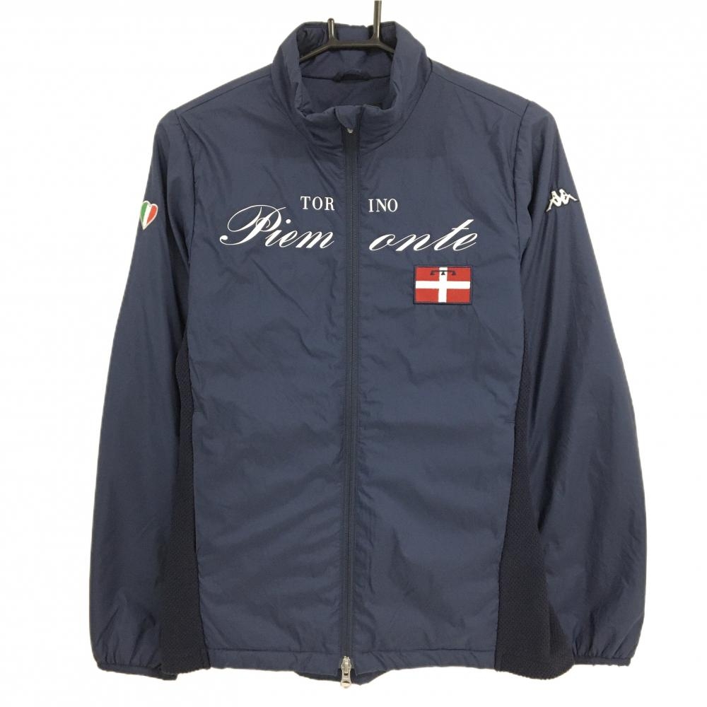 カッパ 中綿ジャケット ネイビー×白 袖下・サイドニット レディース L ゴルフウェア Kappa