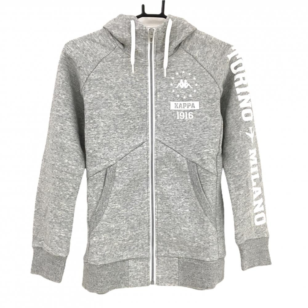 【新品】カッパ パーカー 杢グレー×白 起毛 ロゴプリント レディース M ゴルフウェア Kappa