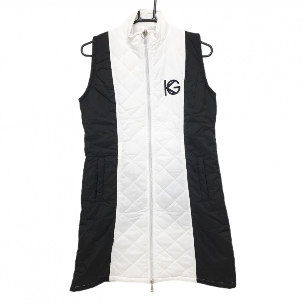 【新品】キスオンザグリーン ノースリーブ中綿ワンピース 白×黒 キルティング レディース 2(M) ゴルフウェア kiss on the green