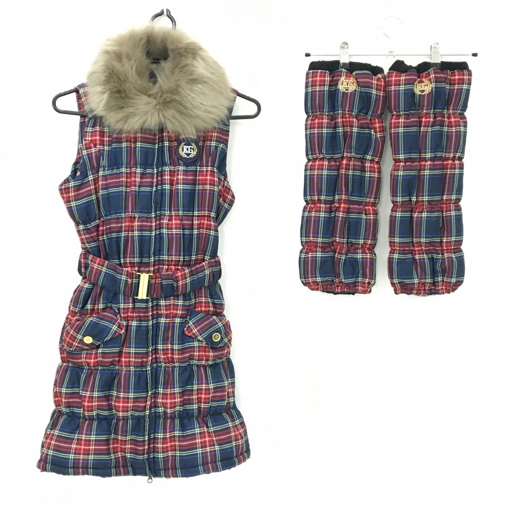 【超美品】キスオンザグリーン 2点セット(中綿ワンピース×レッグウォーマー) ネイビー レディース 1(S) ゴルフウェア kiss on the green