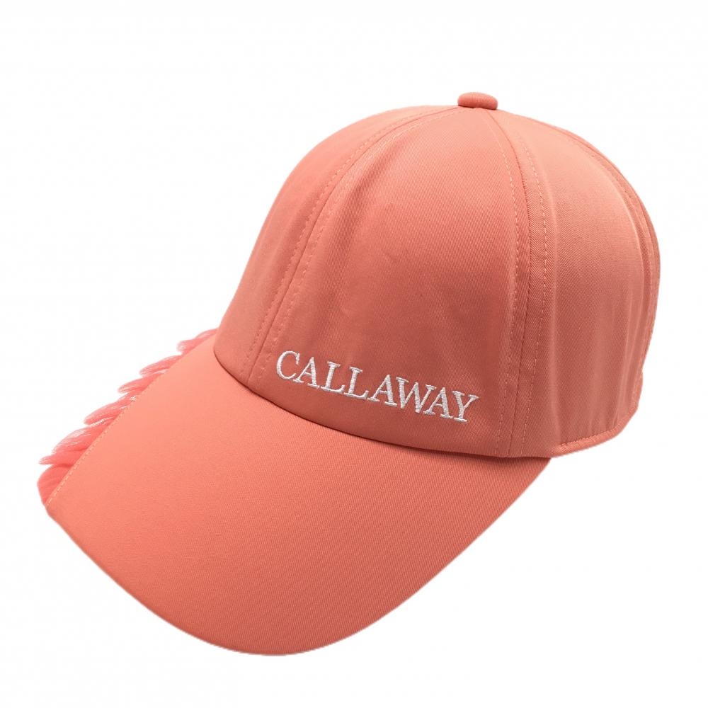 【超美品】キャロウェイ キャップ サーモンオレンジ つばフリル ロゴ刺しゅう レディース FR ゴルフウェア 2023年モデル Callaway