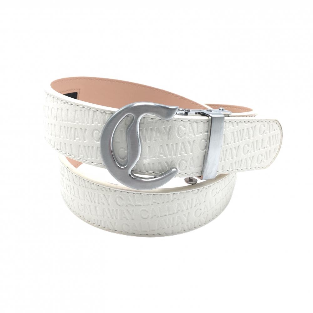 【超美品】キャロウェイ セレーションベルト 白 エンボスロゴ総柄  レディース  ゴルフウェア Callaway