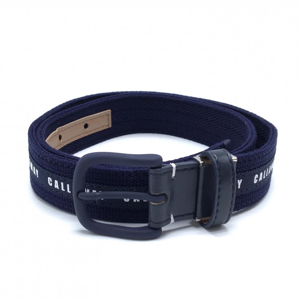 【超美品】キャロウェイ ベルト ネイビー×白 ロゴ総柄  レディース  ゴルフウェア Callaway