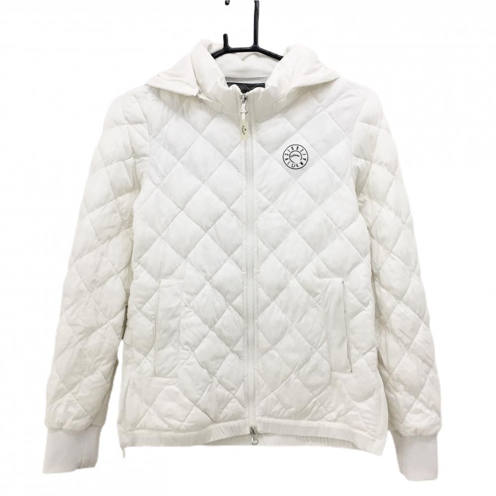 キャロウェイ 中綿ジャケット 白 キルティング フード着脱可 ロゴプリント レディース M ゴルフウェア Callaway