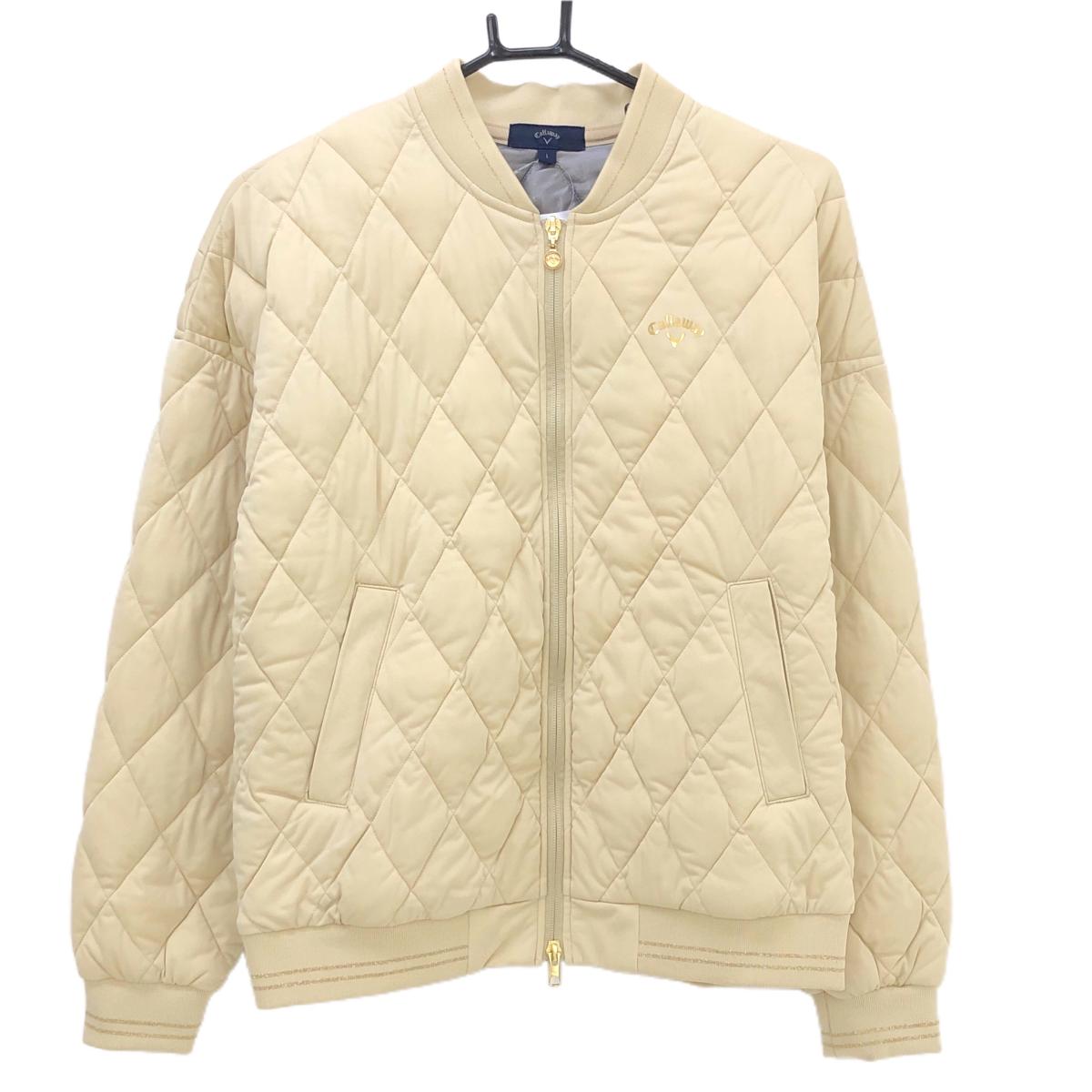 キャロウェイ 中綿ジャケット ベージュ キルティング リブライン レディース L ゴルフウェア 2023年モデル Callaway