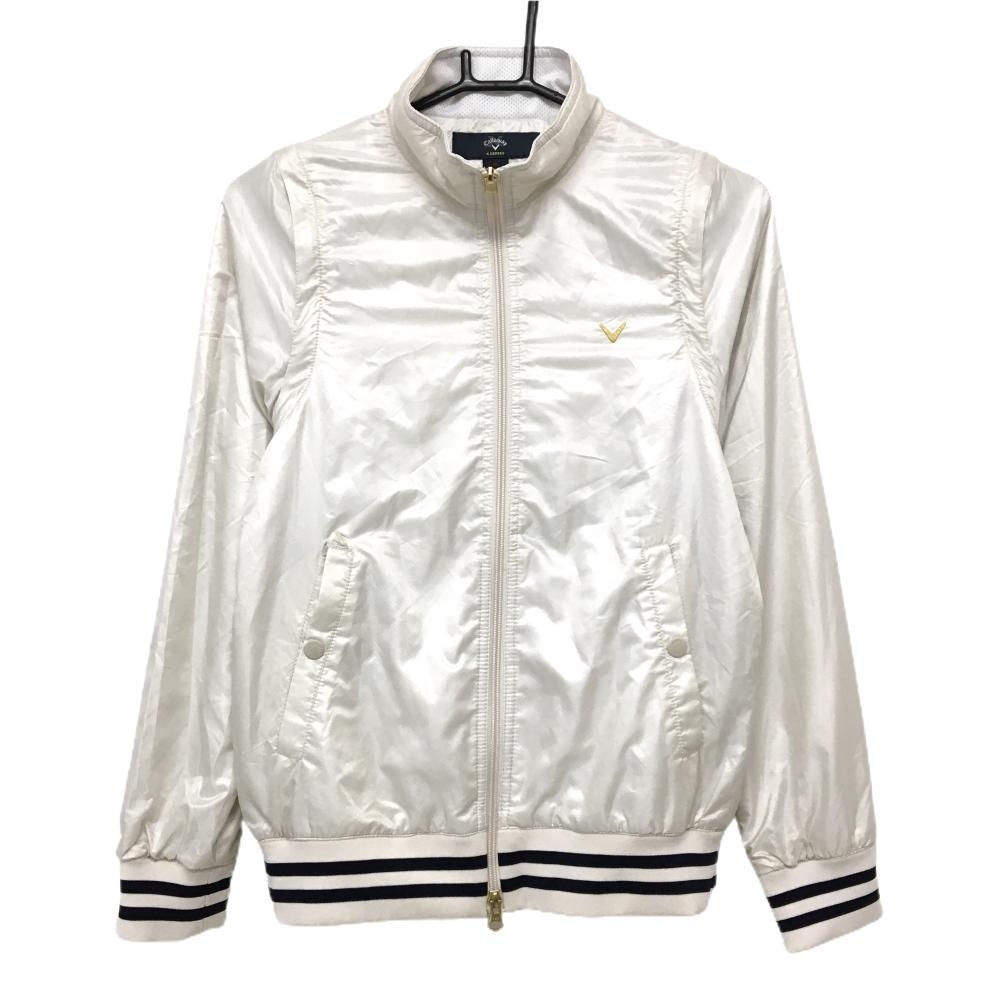 キャロウェイ 2WAYブルゾン ライトベージュ チェック地模様 裏地メッシュ 袖着脱可  レディース M ゴルフウェア Callaway