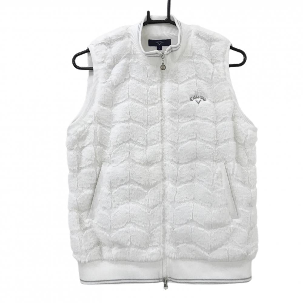 キャロウェイ アウターベスト 白 ファー 裏地付  レディース L ゴルフウェア Callaway