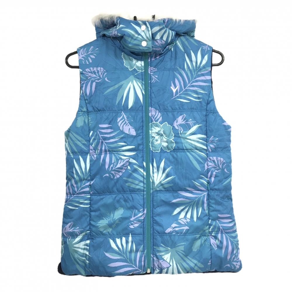 【美品】キャロウェイ フード付き4WAY中綿リバーシブルベスト ライトブルー×ライトグリーン  レディース LL ゴルフウェア Callaway