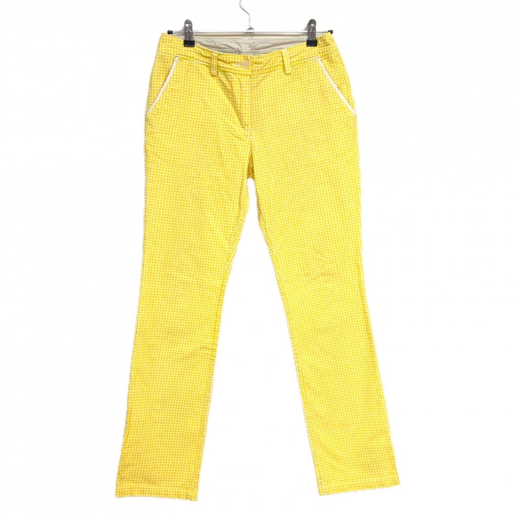【美品】キャロウェイ コーデュロイパンツ 白×イエロー 総柄 バックロゴ  レディース M ゴルフウェア Callaway