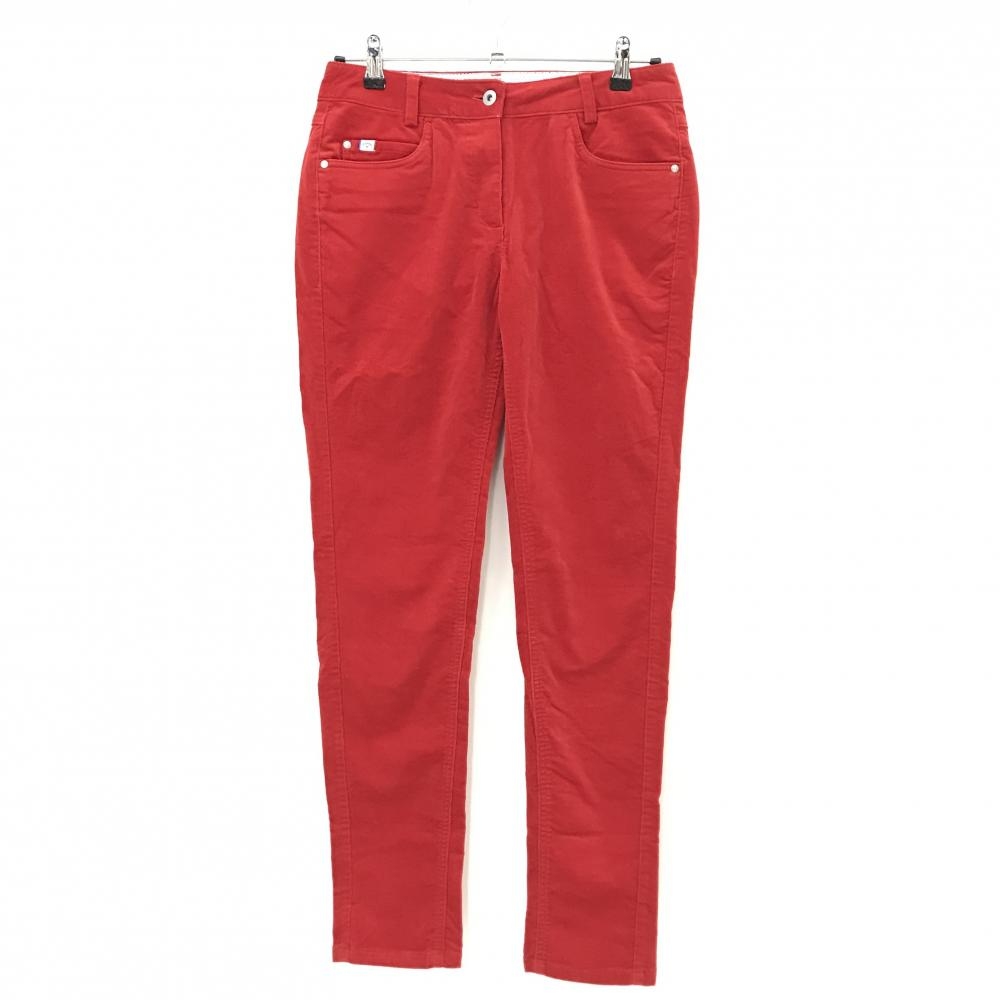 【美品】キャロウェイ コーデュロイパンツ レッド ロゴ刺しゅう ストレッチ レディース L ゴルフウェア Callaway